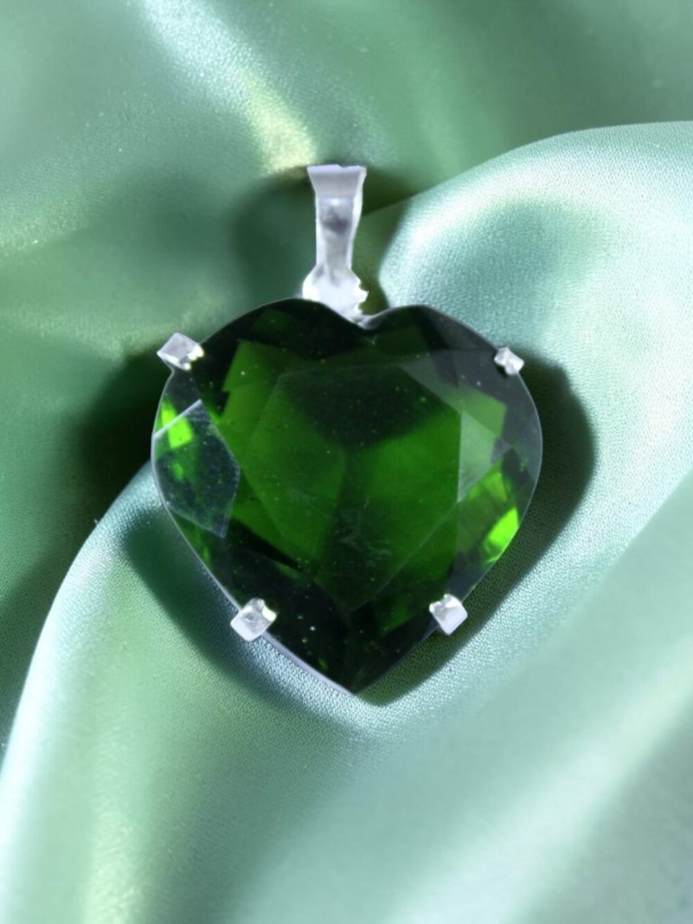 52.40 Ct Peridot 27 x 26 mm Heart Certified Pendant